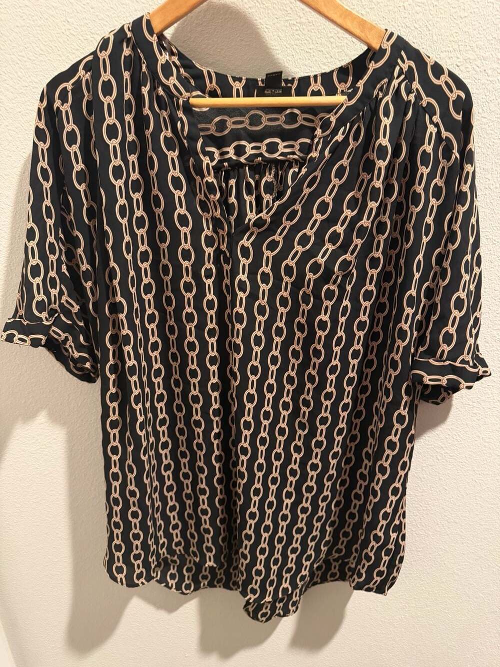 Worthington Women's Chain Print V-Neck Blouse XXL